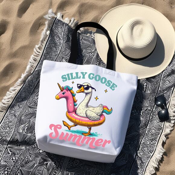 Silly Goose Summer Cute Tubing Pool Beach Tote Bag - Picture 1 of 3